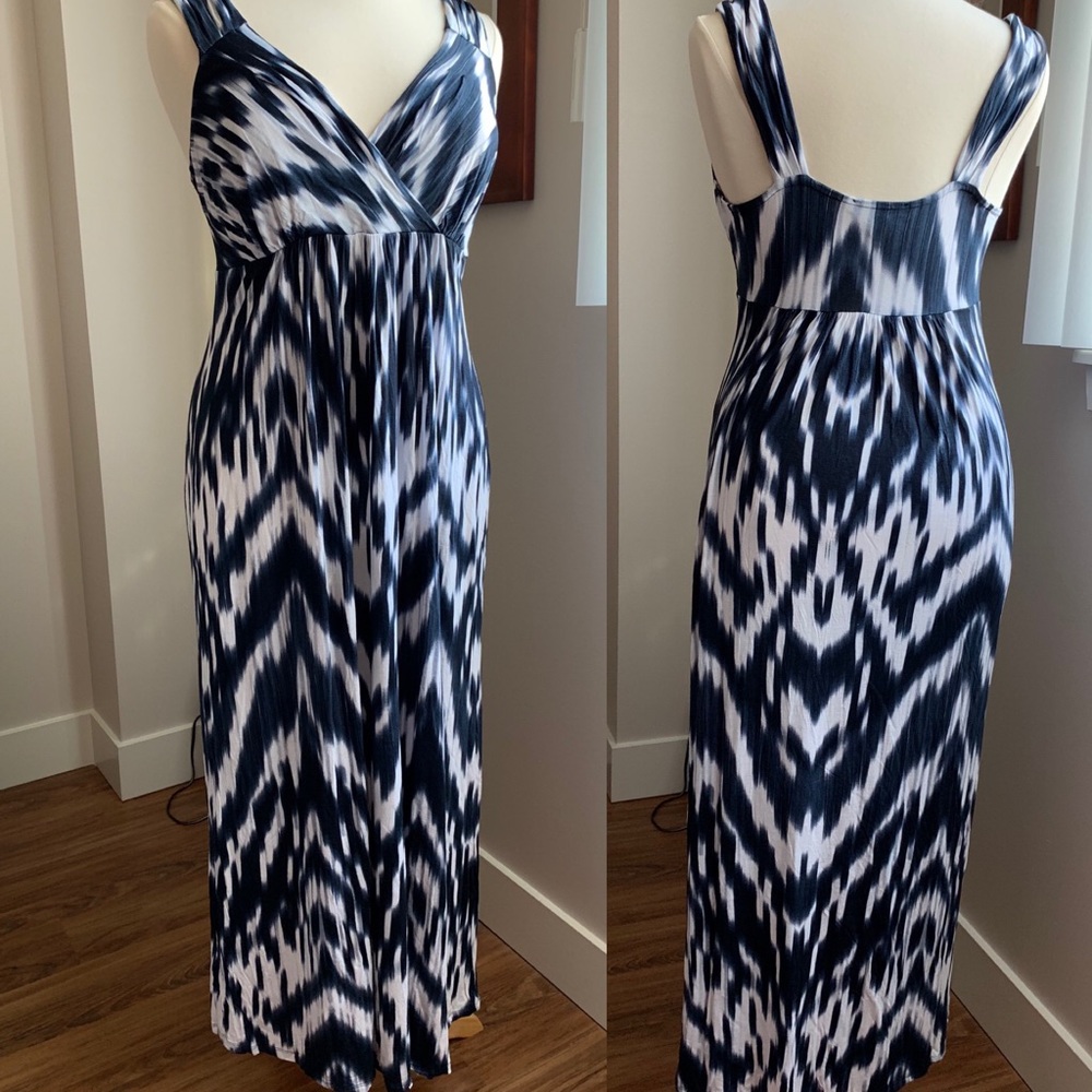 INC International Concepts Navy & White Maxi Dress